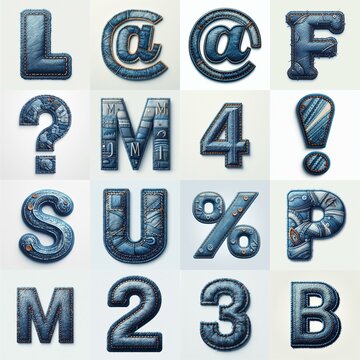 Denim lettering. AI generated illustration