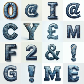 Denim lettering. AI generated illustration