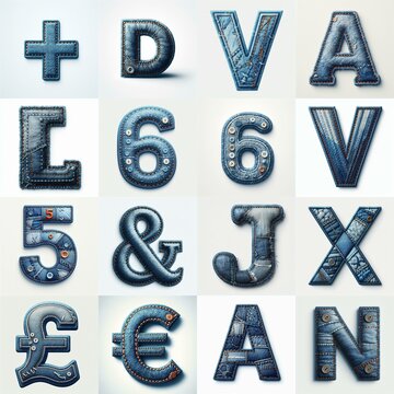 Denim lettering. AI generated illustration