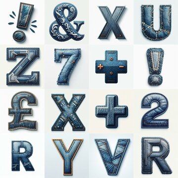 Denim lettering. AI generated illustration