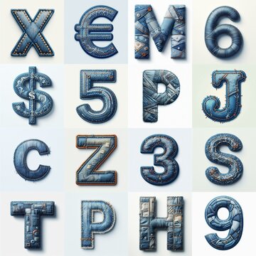 Denim lettering. AI generated illustration