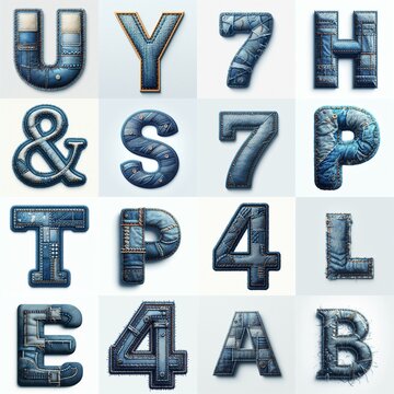Denim lettering. AI generated illustration