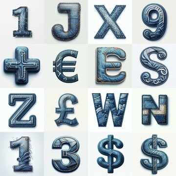 Denim lettering. AI generated illustration