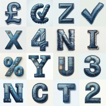Denim lettering. AI generated illustration