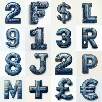 Denim lettering. AI generated illustration