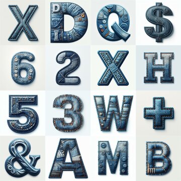 Denim lettering. AI generated illustration
