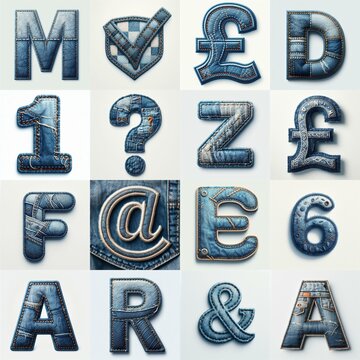 Denim lettering. AI generated illustration