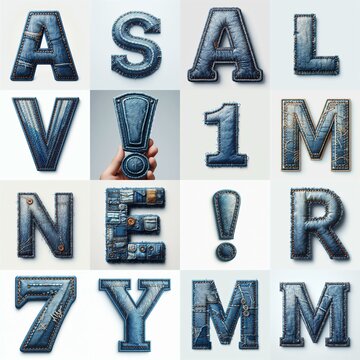 Denim lettering. AI generated illustration