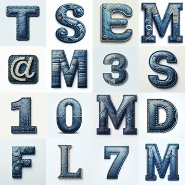 Denim lettering. AI generated illustration