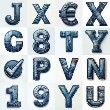 Denim lettering. AI generated illustration