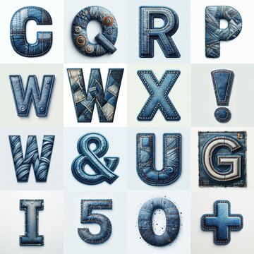 Denim lettering. AI generated illustration