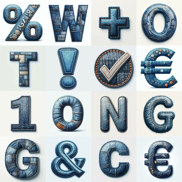 Denim lettering. AI generated illustration