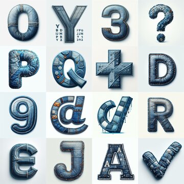 Denim lettering. AI generated illustration