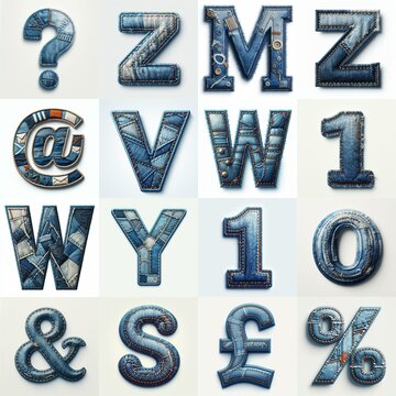 Denim lettering. AI generated illustration