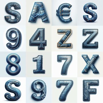 Denim lettering. AI generated illustration