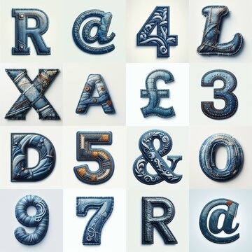Denim lettering. AI generated illustration