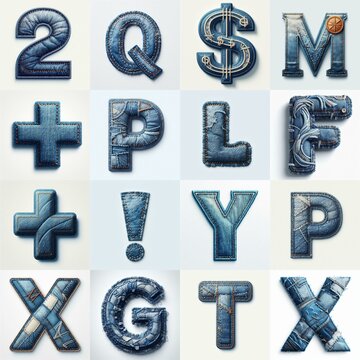 Denim lettering. AI generated illustration