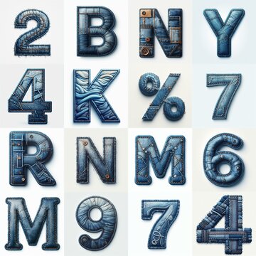 Denim lettering. AI generated illustration