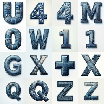 Denim lettering. AI generated illustration
