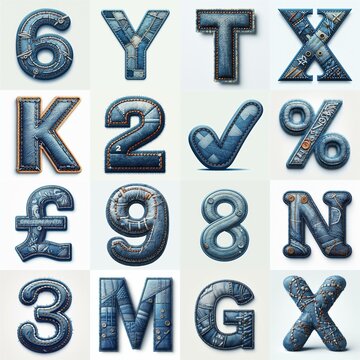Denim lettering. AI generated illustration