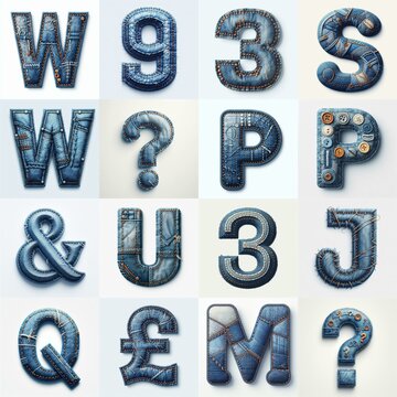 Denim lettering. AI generated illustration