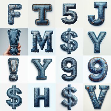 Denim lettering. AI generated illustration
