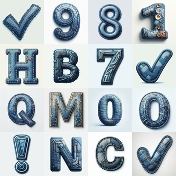 Denim lettering. AI generated illustration