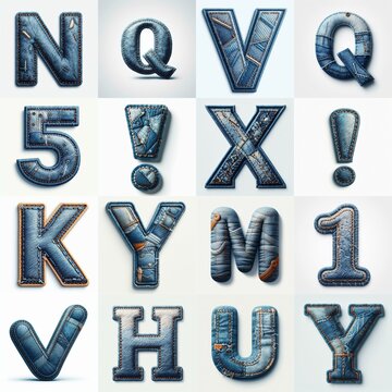 Denim lettering. AI generated illustration