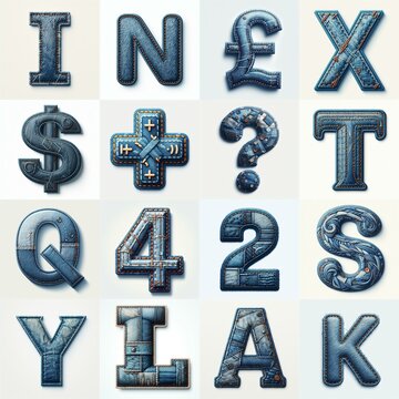 Denim lettering. AI generated illustration