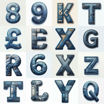 Denim lettering. AI generated illustration