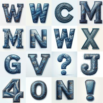 Denim lettering. AI generated illustration