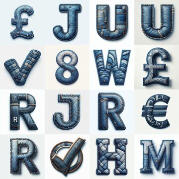 Denim lettering. AI generated illustration