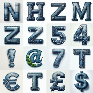 Denim lettering. AI generated illustration