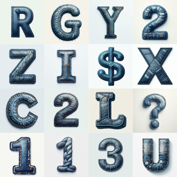 Denim lettering. AI generated illustration