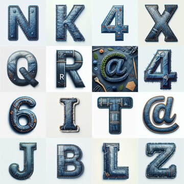 Denim lettering. AI generated illustration