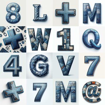 Denim lettering. AI generated illustration