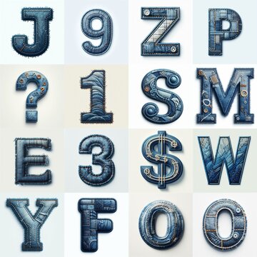 Denim lettering. AI generated illustration