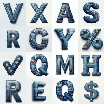Denim lettering. AI generated illustration