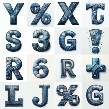 Denim lettering. AI generated illustration