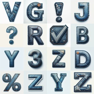 Denim lettering. AI generated illustration