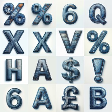 Denim lettering. AI generated illustration