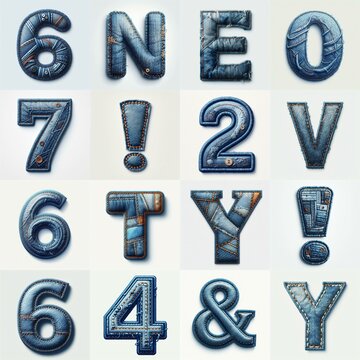 Denim lettering. AI generated illustration