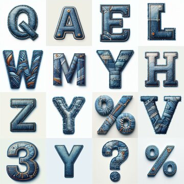 Denim lettering. AI generated illustration