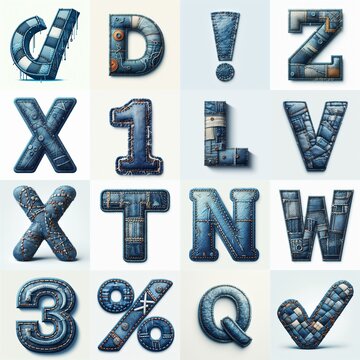 Denim lettering. AI generated illustration