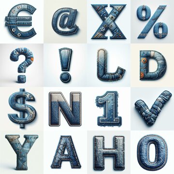 Denim lettering. AI generated illustration