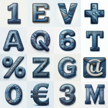 Denim lettering. AI generated illustration