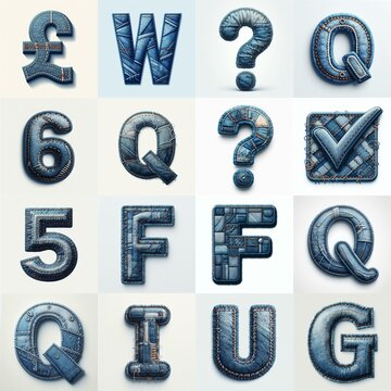 Denim lettering. AI generated illustration