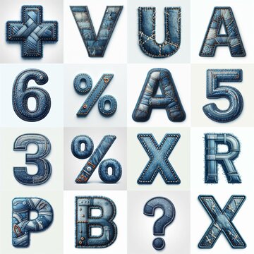 Denim lettering. AI generated illustration
