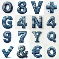 Wall Mural - Denim lettering. AI generated illustration