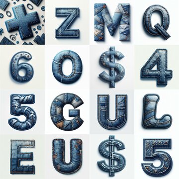 Denim lettering. AI generated illustration